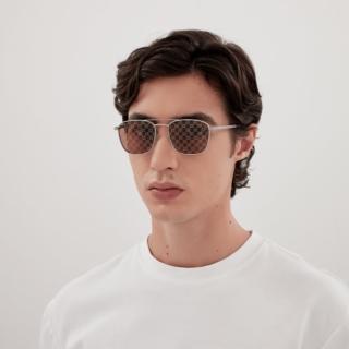 【GUCCI 古馳】方形金屬抗UV太陽眼鏡(GG1881S-004 LETTERING 系列)