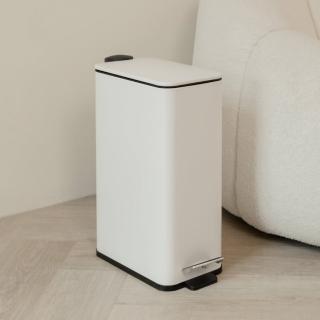 【ikloo 宜酷屋】簡約窄型腳踏式垃圾桶 加高款15L(緩降功能 附提把 輕奢簡約)