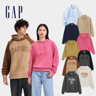 【GAP】男女裝 Logo印花/小熊布章帽T刺繡長袖襯衫(676167&636659&678572&461250&604288)