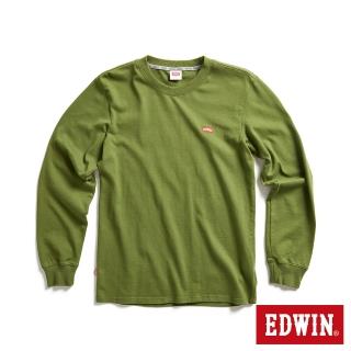 【EDWIN】男裝 露營系列 背後富士營地LOGO印花長袖T恤(橄欖綠)