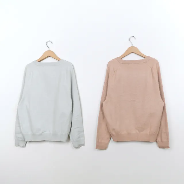 【MASTINA】造型口袋長袖針織衫(粉 灰/魅力商品)
