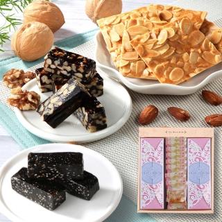 【喜RORO】杏仁瓦片綜合大禮盒x1盒 附提袋(瓦片8入+核桃糕200g+芝麻糕240g/母親節/端午節禮盒)