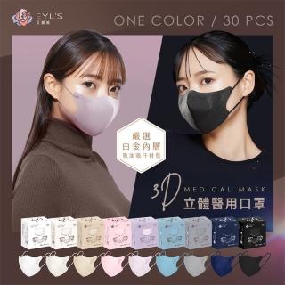 【艾爾絲】成人3D立體醫療口罩 30片/盒(透氣不起毛 多色任選)