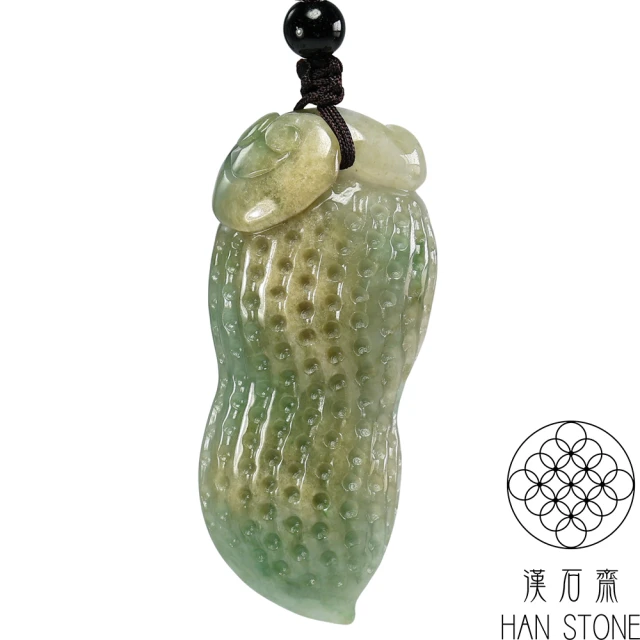 漢石齋 天然綠幽靈水晶 招福平安無事牌玉佩吊墜(26*37*