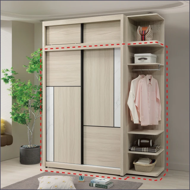 直人木業 SNOW 北歐風白楓木136CM四抽滑門衣櫃折扣推