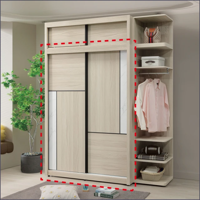 直人木業 SNOW 北歐風白楓木136CM四抽滑門衣櫃折扣推