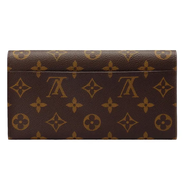 【Louis Vuitton 路易威登】M62234 經典Sarah系列Monogram帆布金釦信封式長夾(紫紅色)