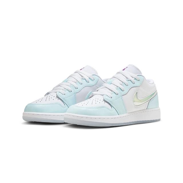 【NIKE 耐吉】休閒鞋 Air Jordan 1 Low SE GS 大童 喬丹 流沙勾勾 冰藍 HJ3481-491