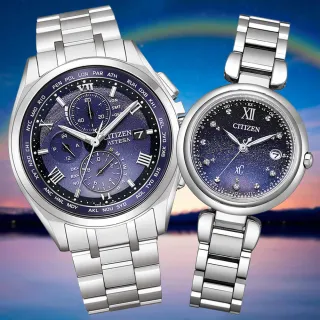 【CITIZEN 星辰】限量 夜晚彩虹 光動能電波 時尚對錶 新年禮物 推薦 送禮(AT8240-66L/ES9460-70L)