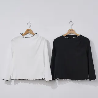 【IENA】撞色滾邊抓褶內搭(#5281005 內搭上衣、透敷上衣 白色/黑色)