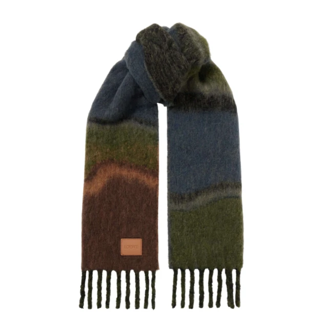 KARL LAGERFELD 卡爾 羅紋刺繡針織圍巾-白色好