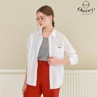 【OUWEY 歐薇】小花刺繡洞洞蕾絲純棉襯衫(白；S-L；3251391502)