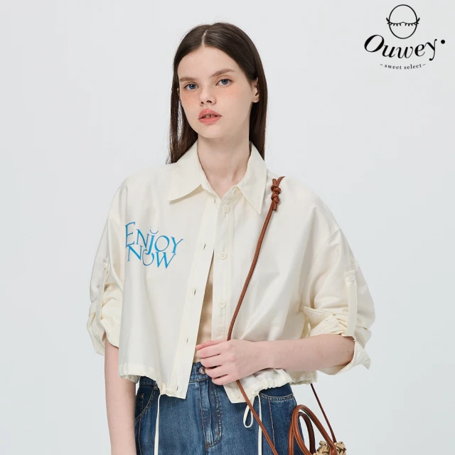 OUWEY 歐薇 字母膠印萊賽爾寬鬆襯衫(杏；S-L；325