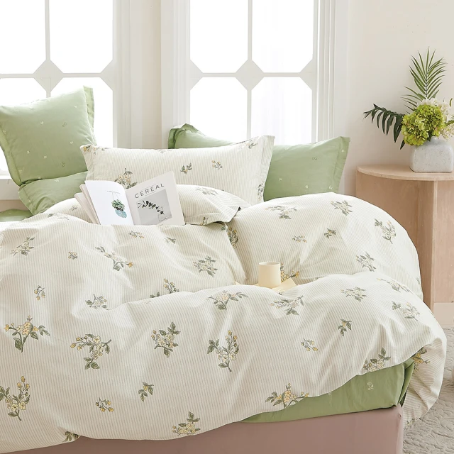 DUYAN 竹漾 精梳純棉三件式枕套床包組 / 云幔香風 台