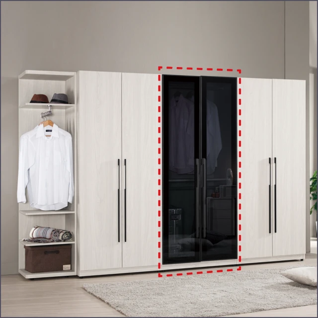 麗得傢居 華爾斯2.7尺鋁門黑玻璃開門衣櫃 收納衣櫃 玻璃門 麗得傢居 華爾斯2.7尺鋁門黑玻璃開門衣櫃 收納衣櫃 玻璃門衣櫥(台灣製造 專人配送組裝)