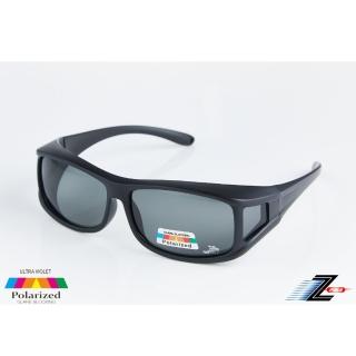 【Z-POLS】新一代頂級PC級Polarized寶麗來偏光抗UV400包覆式太陽眼鏡 消光黑(高規鏡片套鏡)