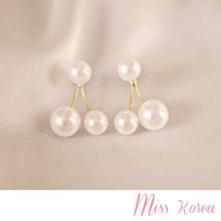 【MISS KOREA】韓國設計兩戴法設計氣質珍珠造型耳環(兩戴法耳環 珍珠耳環)