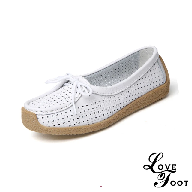 LOVE FOOT 樂芙LOVE FOOT 樂芙 真皮蝸牛鞋/真皮縷空洞洞透氣舒適休閒蝸牛鞋(白)