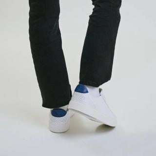 【LAZY SHOES】秒穿鞋 懶人鞋 休閒鞋 牛皮鞋 女鞋 深藍色 CELEVIE(跳色牛皮板鞋)