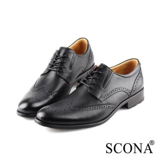 【SCONA 蘇格南】全真皮 都會免拆綁帶紳士鞋(黑色 0859-1)