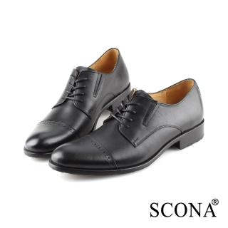 【SCONA 蘇格南】全真皮 都會免拆綁帶紳士鞋(黑色 0861-1)