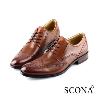 【SCONA 蘇格南】全真皮 都會免拆綁帶紳士鞋(棕色 0859-2)