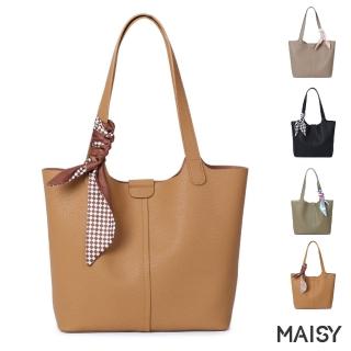 【MAISY】真皮 頭層牛皮大容量子母托特包(真皮包包 現+預 灰色／綠色／棕色／黑色)