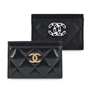 【CHANEL 香奈兒】雙C LOGO菱格紋小羊皮卡片夾(任選)