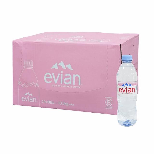 【Evian 依雲】Evian  天然礦泉水500mlx24入/箱(法國原裝平行輸入)