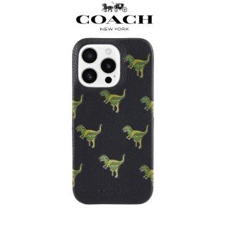 【COACH】iPhone 16系列 真皮手機殼 黑色小恐龍(義大利牛皮)