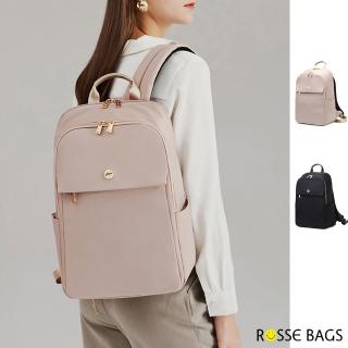 【Rosse Bags】商務休閒電腦大容量雙肩後揹包(大款粉色 / 小款粉色 / 大款黑色 / 小款黑色)