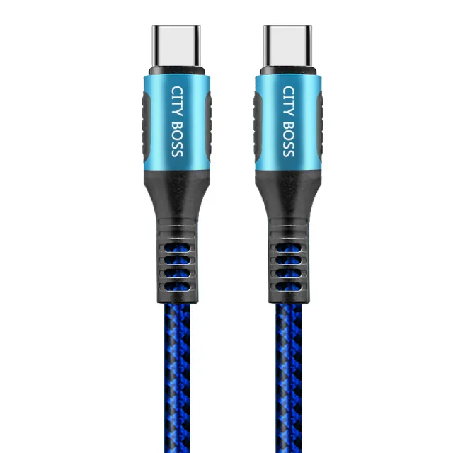 【CITY】35W Gan氮化鎵Type-C PD+USB快充白+勇固Type-C to Type-C 100W閃充編織快充線-200cm(1A1C)