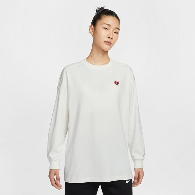 【NIKE 耐吉】長袖上衣 女 寬鬆落肩 AS W NSW LS TOP OS VDAY GCEL 米白 IB1670-133