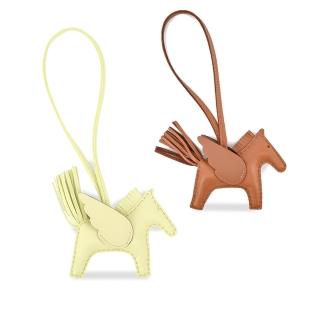 【Hermes 愛馬仕】小羊皮手工單色稀有小飛馬吊飾(多款選)