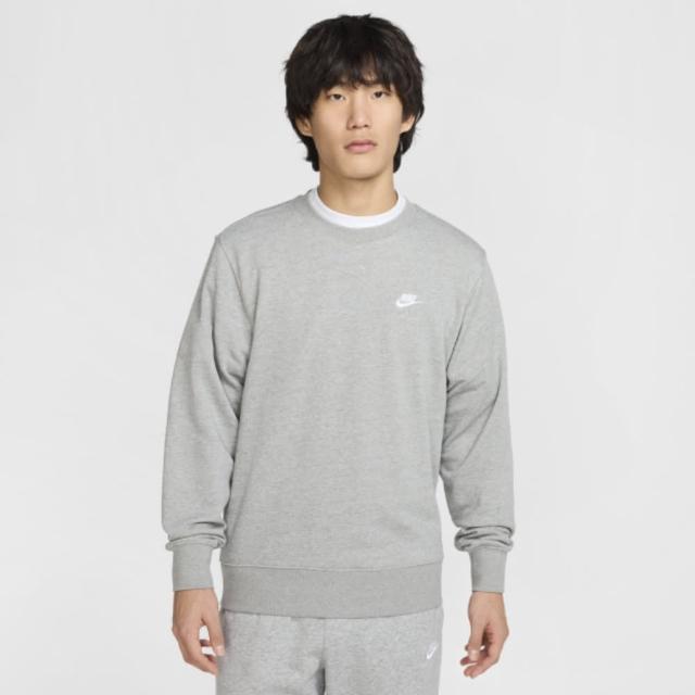 【NIKE 耐吉】長袖上衣 男 大學T 法國毛圈布 AS M NK CLUB FT CREW 灰 FN3889-063