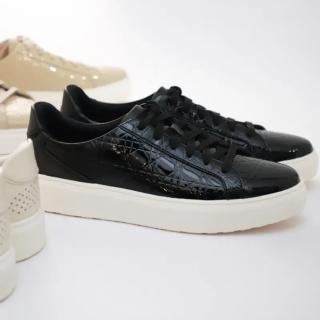 【LAZY SHOES】秒穿鞋 懶人鞋 休閒鞋 牛皮鞋 漆皮女鞋 幻影黑 CARLINNE(漆皮板鞋)