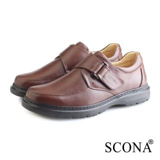 【SCONA 蘇格南】全真皮 輕量Q彈側帶商務鞋(咖啡色 0876-2)