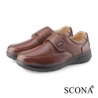【SCONA 蘇格南】全真皮 都會時尚側帶商務鞋(咖啡色 0879-2)
