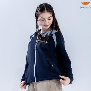 【EverSmile 幸福臺灣】女撥水刷毛連帽寬版外套(撥水、抗汙、防風、刷毛保暖、連帽外套)