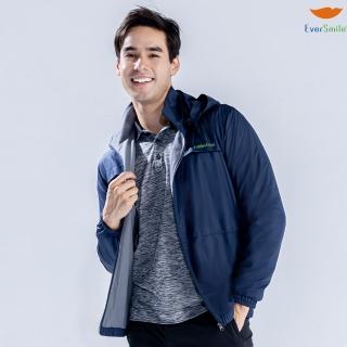 【EverSmile 幸福臺灣】男防風撥水機能內刷毛外套(碳六潑水、抗汙、防風、刷毛保暖、帽可拆、環保布料)