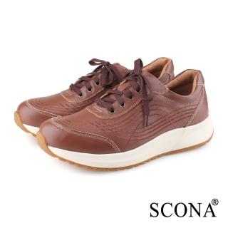 【SCONA 蘇格南】全真皮 樂活舒適綁帶休閒鞋(淺咖色 1288-2)