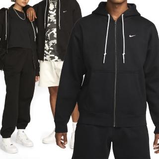 【NIKE 耐吉】Solo SWSH HW FZ Hoodie 男款 黑色 刺繡 刷毛 寬鬆 連帽 外套 DR0403-010