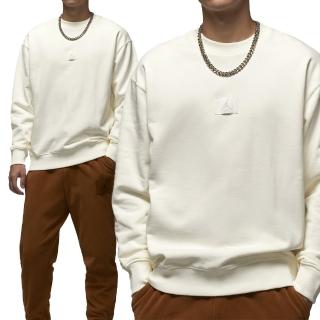 【NIKE 耐吉】J FLT FLC Crew 男款 米白色 喬丹 運動 刷毛 寬鬆 加絨 大學T 長袖 FV7260-133