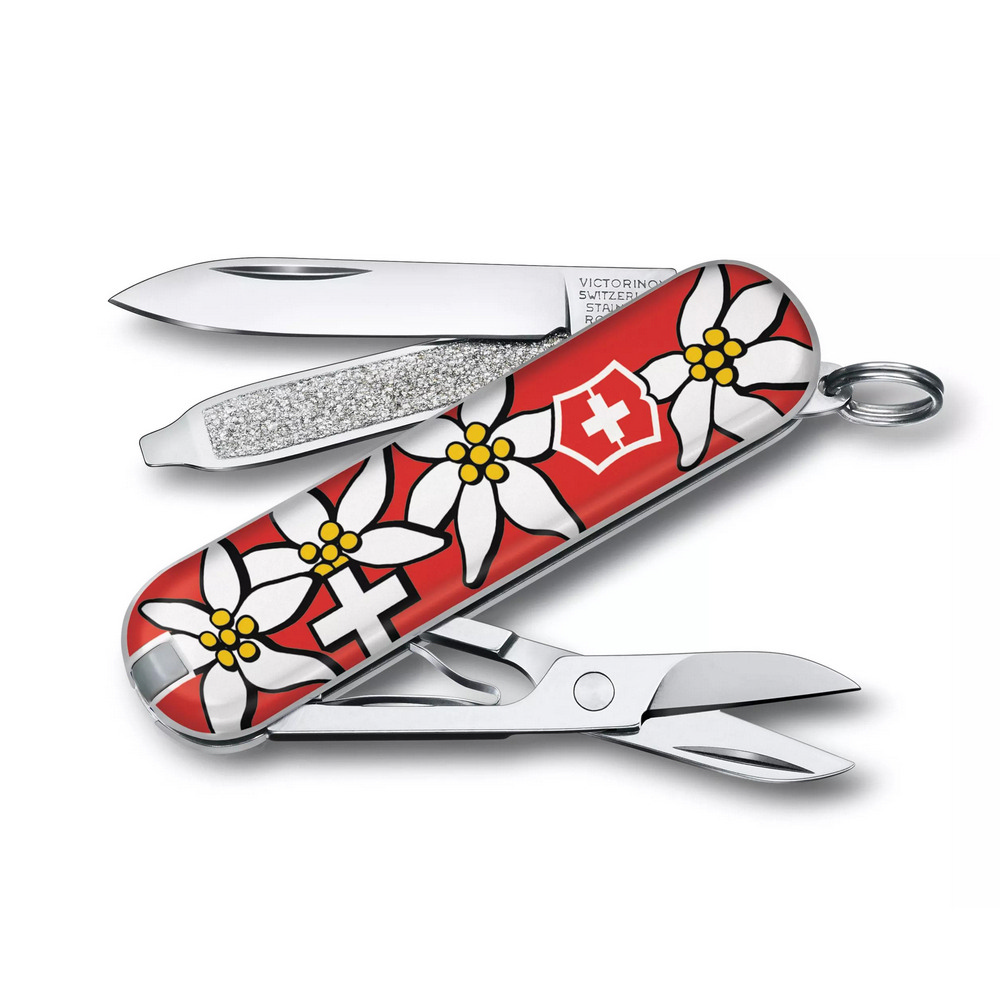 【VICTORINOX 瑞士維氏】Classic SD Printed 瑞士刀/58mm/7用/瑞士國花(0.6223.840)
