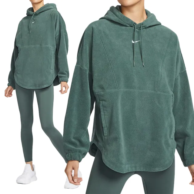 【NIKE 耐吉】One TF Po Hoodie Polar 女款 綠色 運動 帽T 連帽 上衣 長袖 FV8077-338