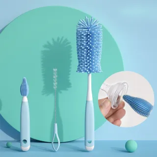 【AHOYE】全方位清潔直柄洗杯刷3件套組(杯蓋刷 吸管刷 奶瓶刷 縫隙刷)