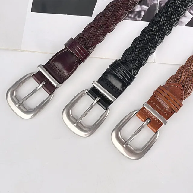 【MoonDy】皮帶 腰帶 編織皮帶 復古皮帶 紅色腰帶 針扣腰帶 女用皮帶 大衣腰帶 精品皮帶  