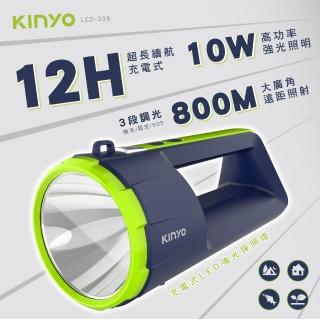 【KINYO】充電式LED強光探照燈(福利品)