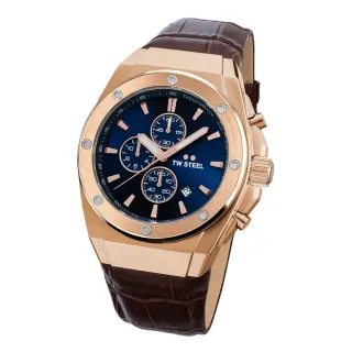 【TW Steel】CEO TECH 玫瑰金藍面計時碼錶