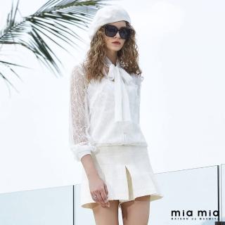 【mia mia】微透蕾絲綁帶上衣